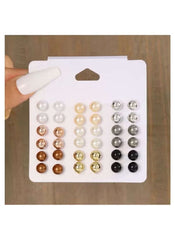 Huitich 18 Pair Earring Set Mixed Color Studs - Mumzar