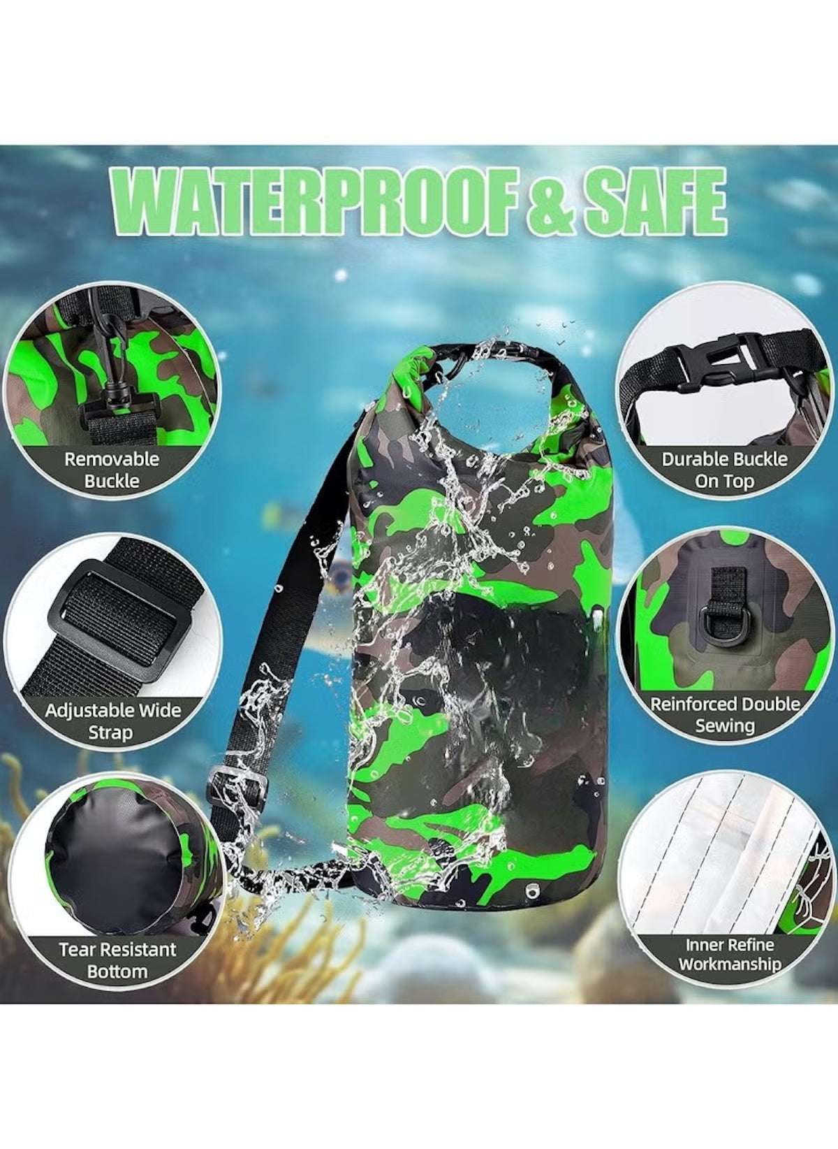 Huitich 20L Waterproof Dry Bag Camouflage Sport Bag - Mumzar