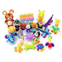 Colorful modeling clay animal figures and characters set
