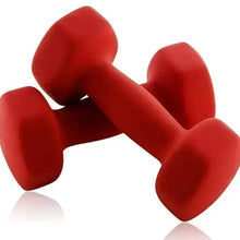 Neoprene dumbbell, red rubber-coated hex-shaped ends