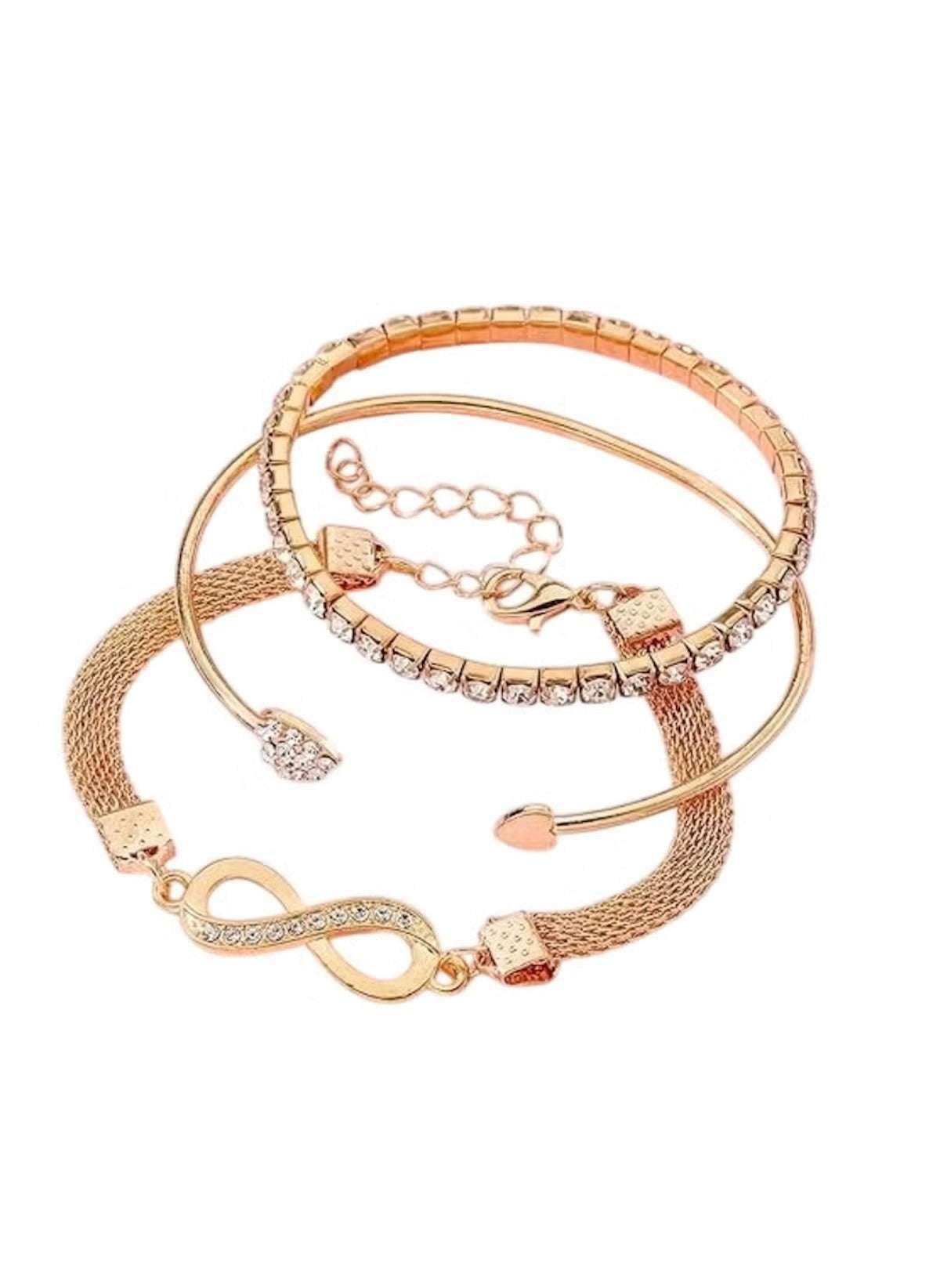 Huitich 3 Piece Alloy Bracelet Set with Infinity Charm - Mumzar