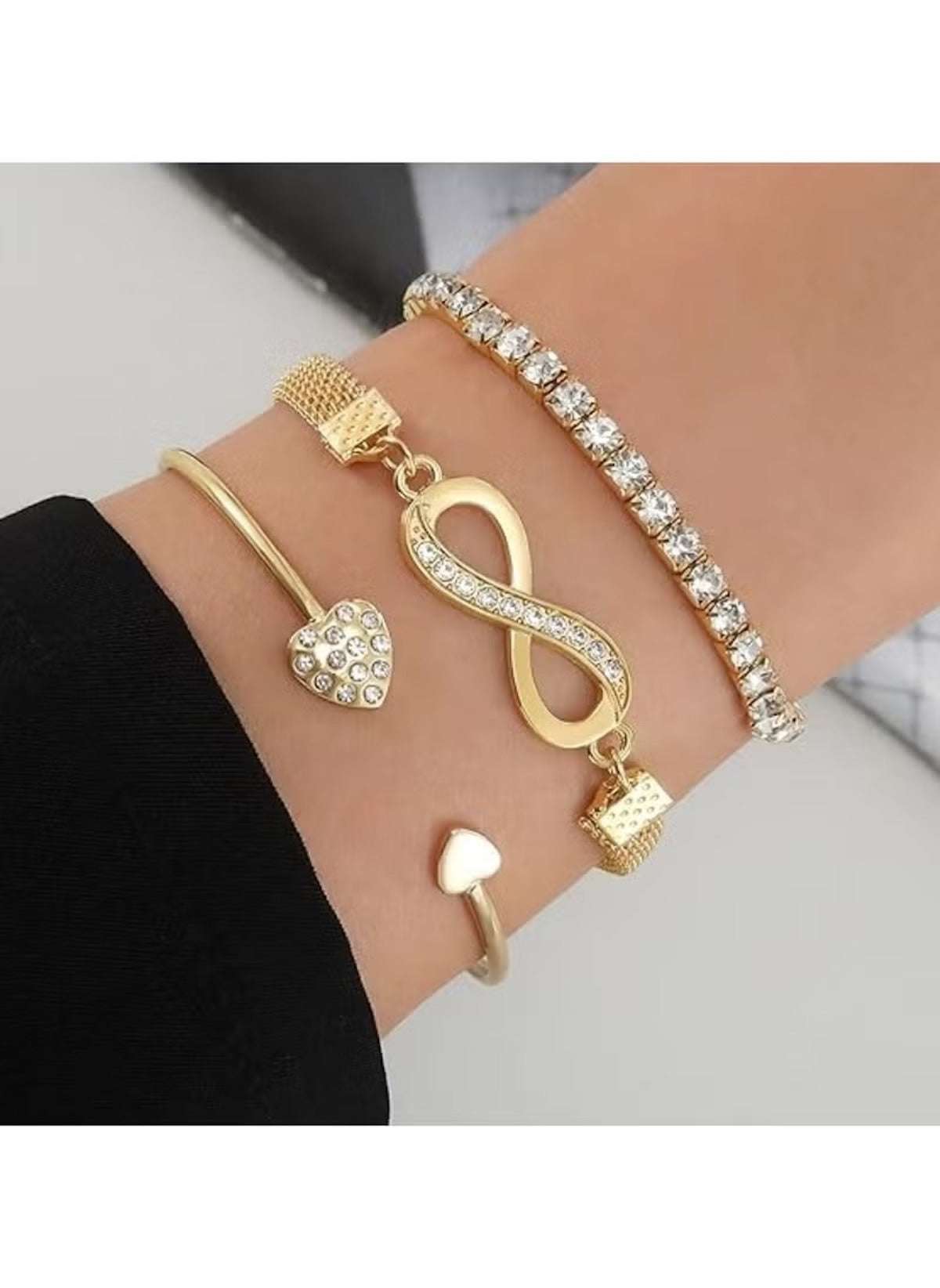 Huitich 3 Piece Alloy Bracelet Set with Infinity Charm - Mumzar