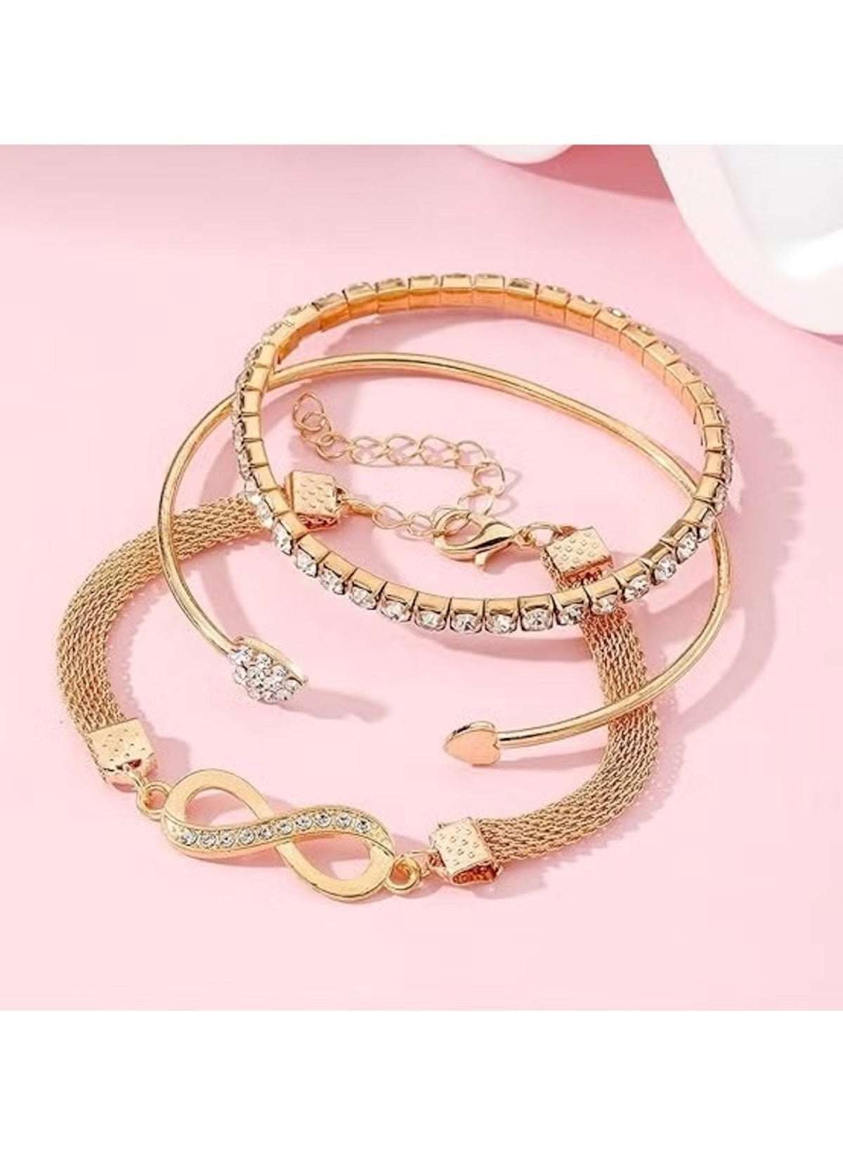 Huitich 3 Piece Alloy Bracelet Set with Infinity Charm - Mumzar