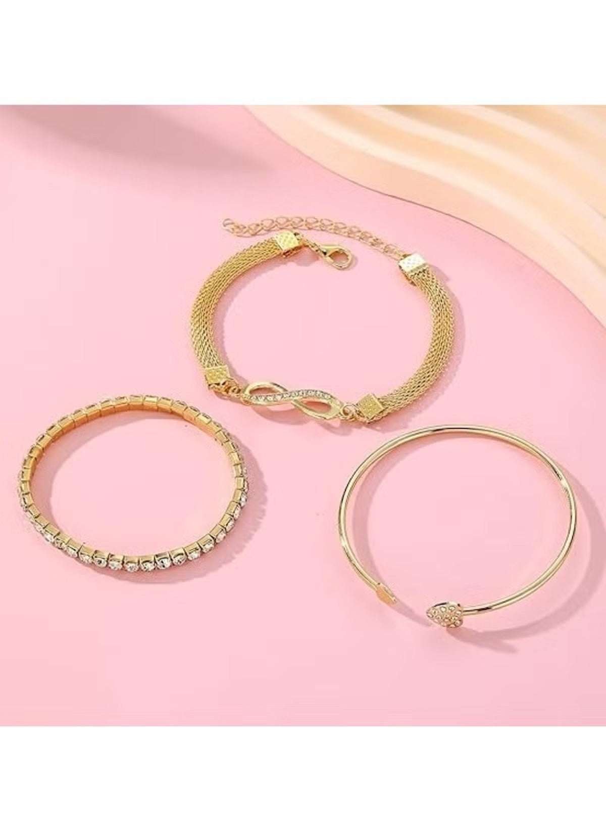Huitich 3 Piece Alloy Bracelet Set with Infinity Charm - Mumzar