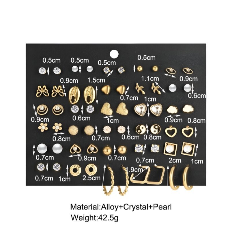 Huitich 30 Pair Earring Set for Women Gold & Silver Styles - Mumzar