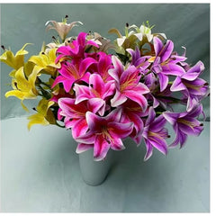 Huitich 3D Lifelike Lily Bouquet Decor Artificial Flowers - Mumzar