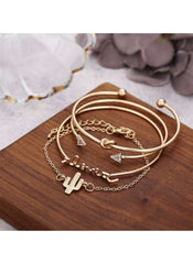 Huitich 4 Piece Fashion Jewelry Set Gold Bracelets - Mumzar
