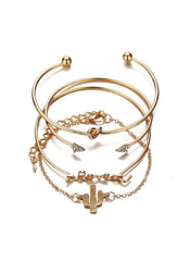Huitich 4 Piece Fashion Jewelry Set Gold Bracelets - Mumzar
