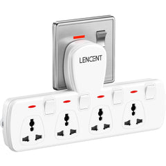 Huitich 4 Way Universal Outlet Adapter Plug with Switch - Mumzar