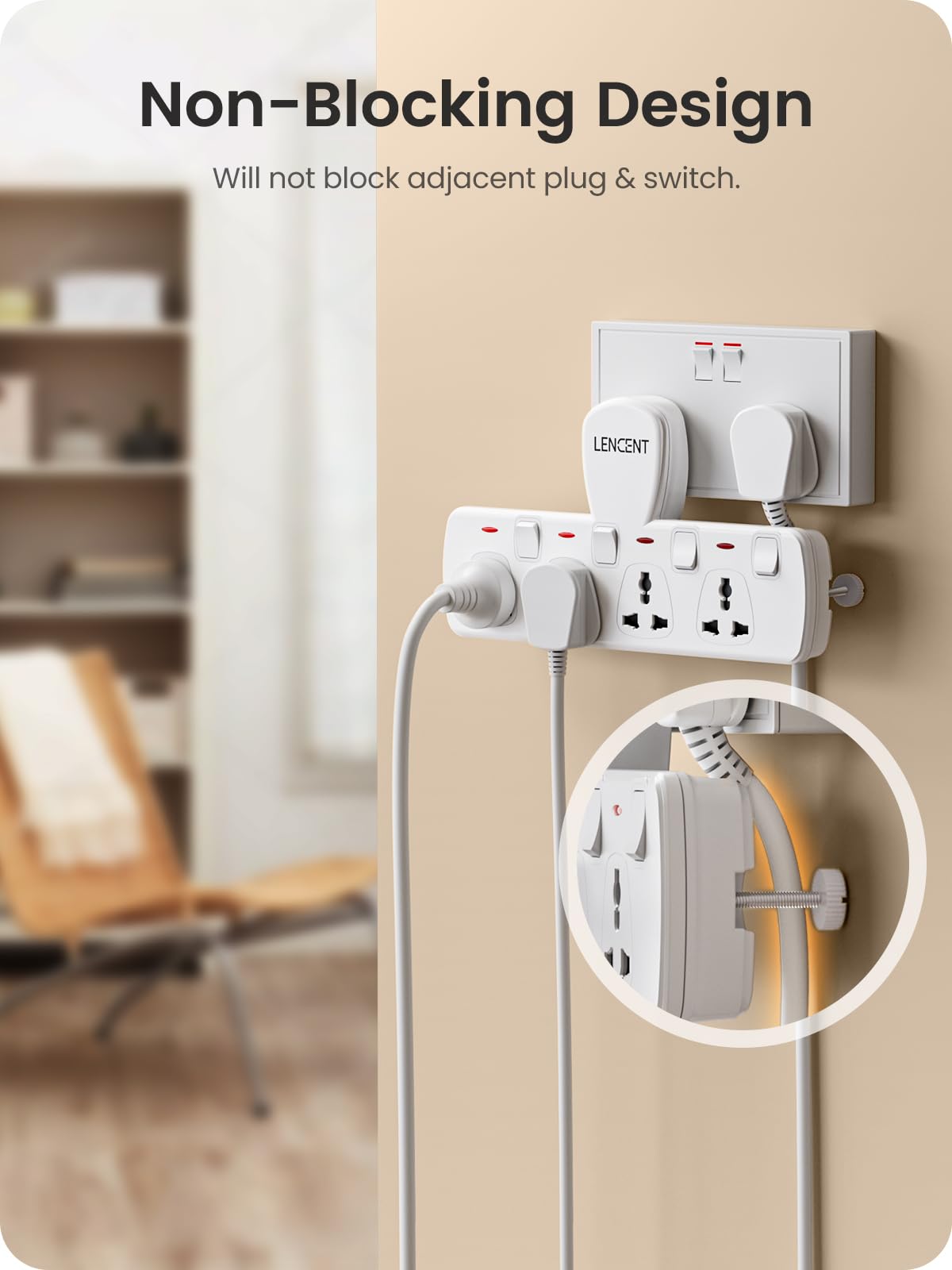 Huitich 4 Way Universal Outlet Adapter Plug with Switch - Mumzar