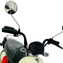 Electric scooter handlebars and front fairing with clear windshield and cream body