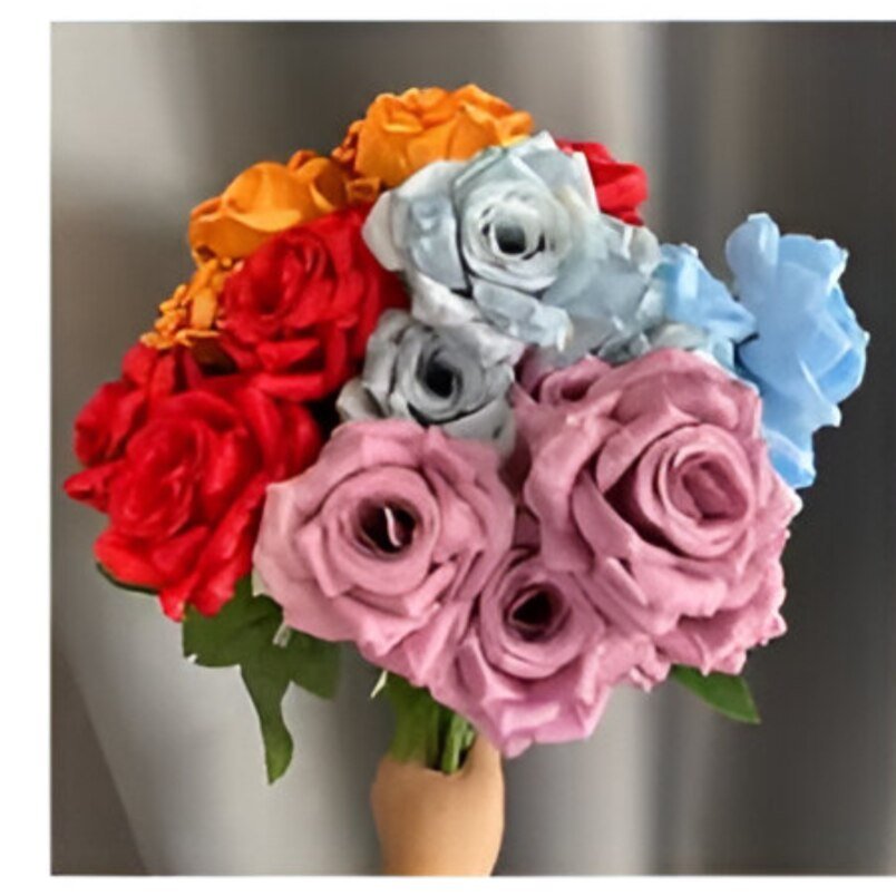 Huitich 5 Head Artificial Rose Arrangement Realistic Decor - Mumzar