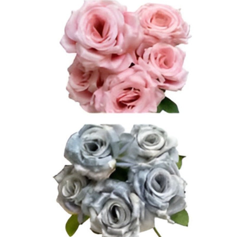 Huitich 5 Head Artificial Rose Arrangement Realistic Decor - Mumzar