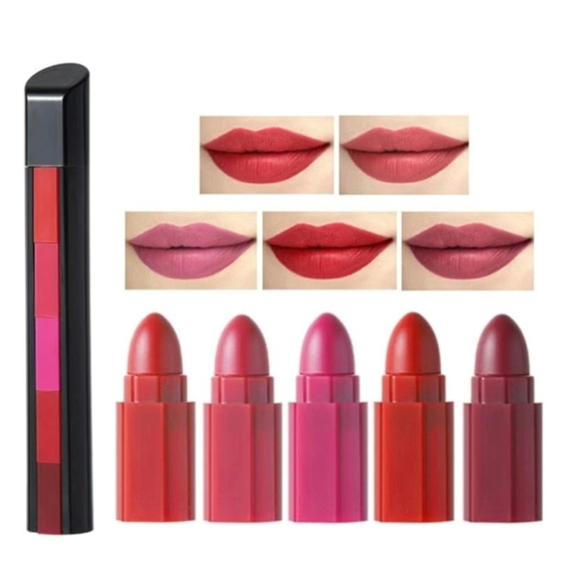 Huitich 5 - in - 1 Matte Lipstick Set Long Lasting Colors - Mumzar
