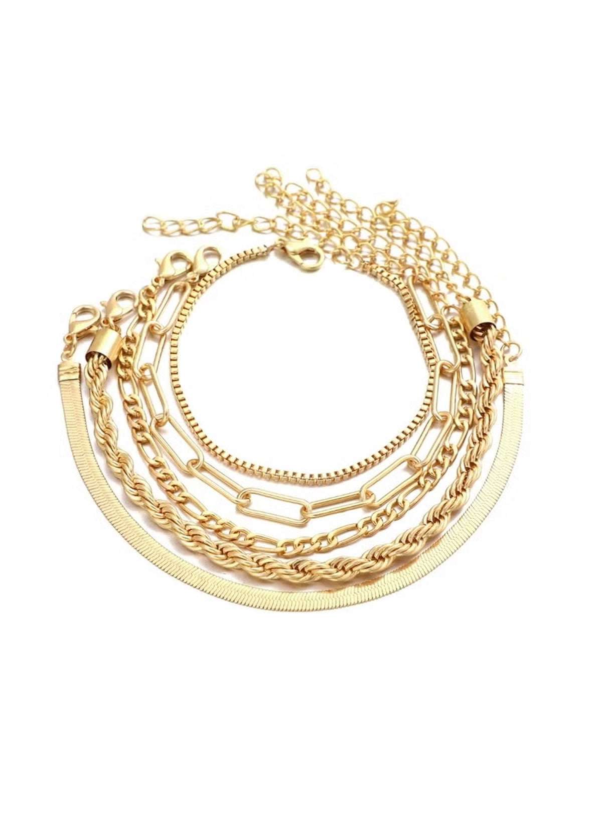 Huitich 5 Piece Gold Bracelet Set Elegant Jewelry - Mumzar