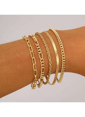 Huitich 5 Piece Gold Bracelet Set Elegant Jewelry - Mumzar