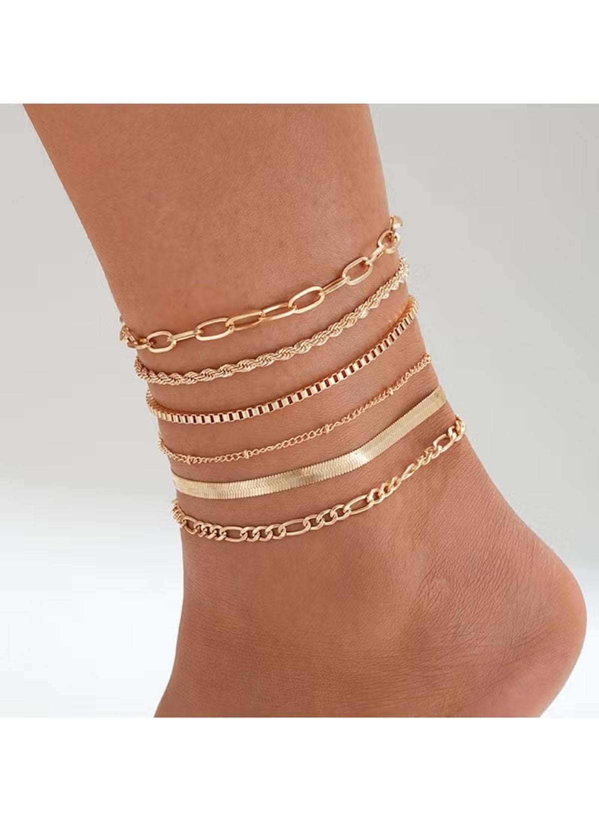 Huitich 6 - Piece Gold Anklet Set Elegant Layered Jewelry - Mumzar