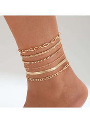 Huitich 6 - Piece Gold Anklet Set Elegant Layered Jewelry - Mumzar