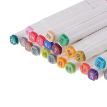 Assorted color markers with numbered caps in a row