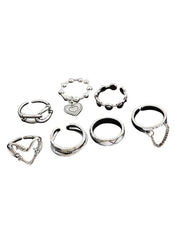 Huitich 7 Piece Fashion Jewelry Set Stylish Silver Rings - Mumzar