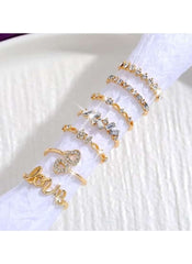 Huitich 7 Piece Gold Colour Ring Set Online Elegant Jewelry - Mumzar