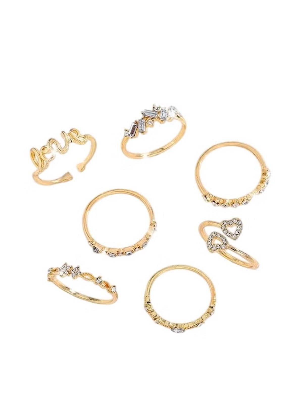 Huitich 7 Piece Gold Colour Ring Set Online Elegant Jewelry - Mumzar