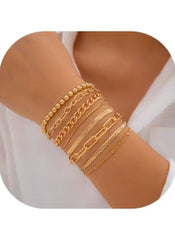 Huitich 8 Piece Adjustable Bracelet Pack Stylish Gold Set - Mumzar