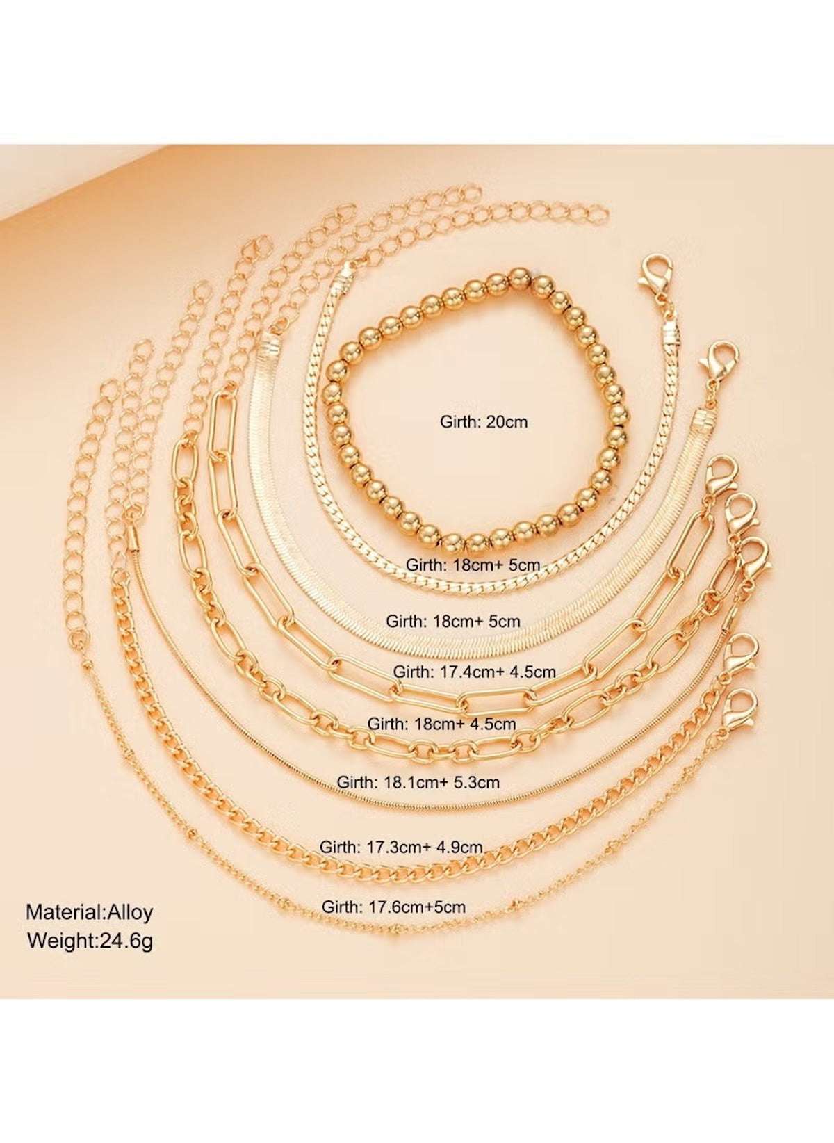 Huitich 8 Piece Adjustable Bracelet Pack Stylish Gold Set - Mumzar