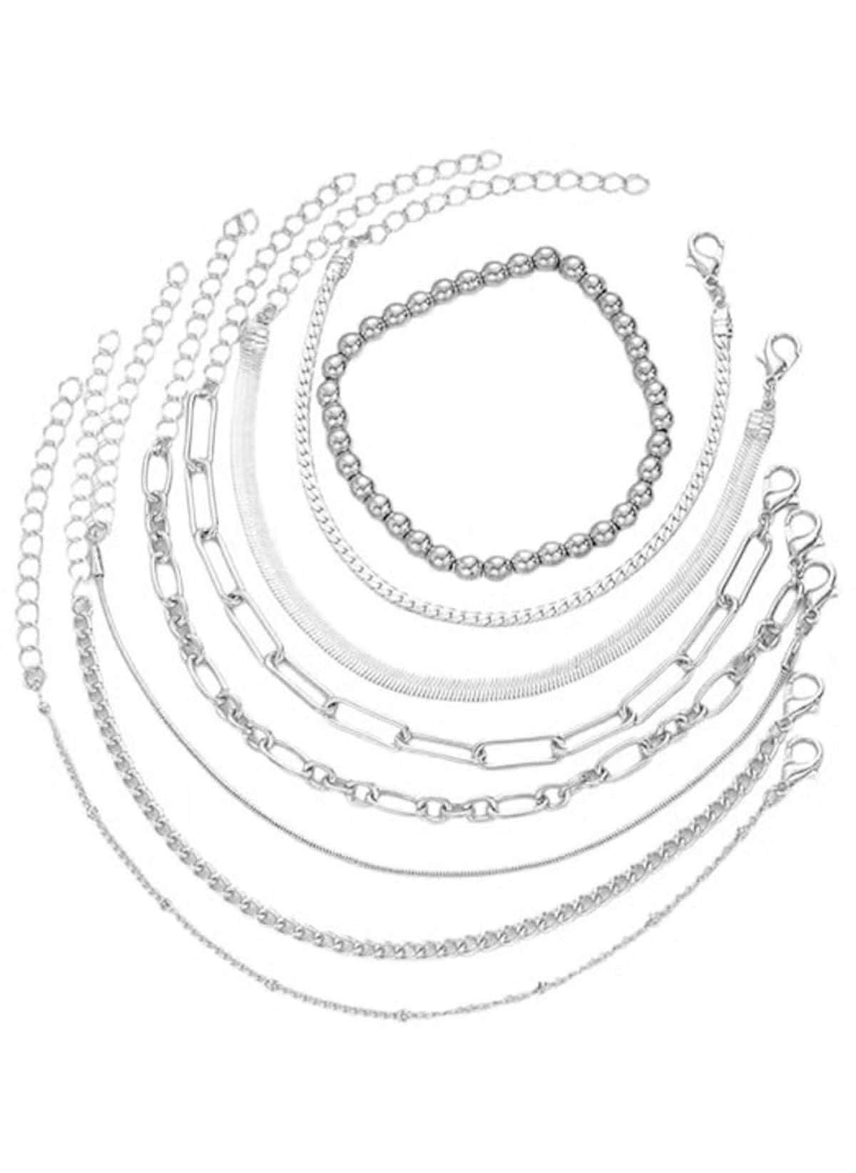 Huitich 8 Piece Silver Bracelet Collection Set - Mumzar