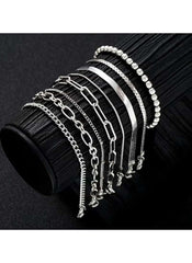 Huitich 8 Piece Silver Bracelet Collection Set - Mumzar