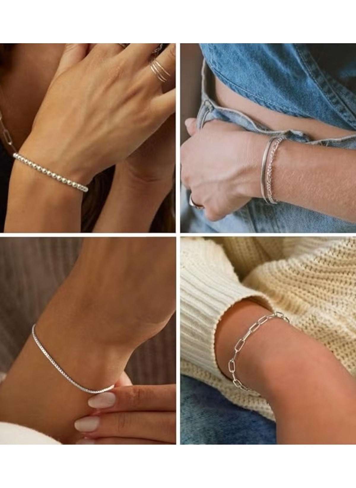 Huitich 8 Piece Silver Bracelet Collection Set - Mumzar