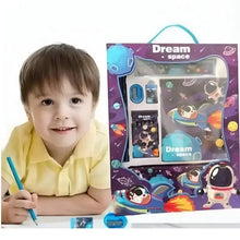 Space-themed 8-piece student stationery kit with astronaut panda artwork, Dream space