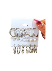 Huitich 9 Pairs Pearl Accent Earrings Set Stylish Jewelry - Mumzar
