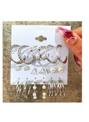 Huitich 9 Pairs Pearl Accent Earrings Set Stylish Jewelry - Mumzar