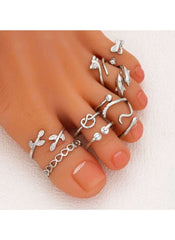 Huitich 9 Piece Toe Ring Collection - Stylish Silver Set - Mumzar
