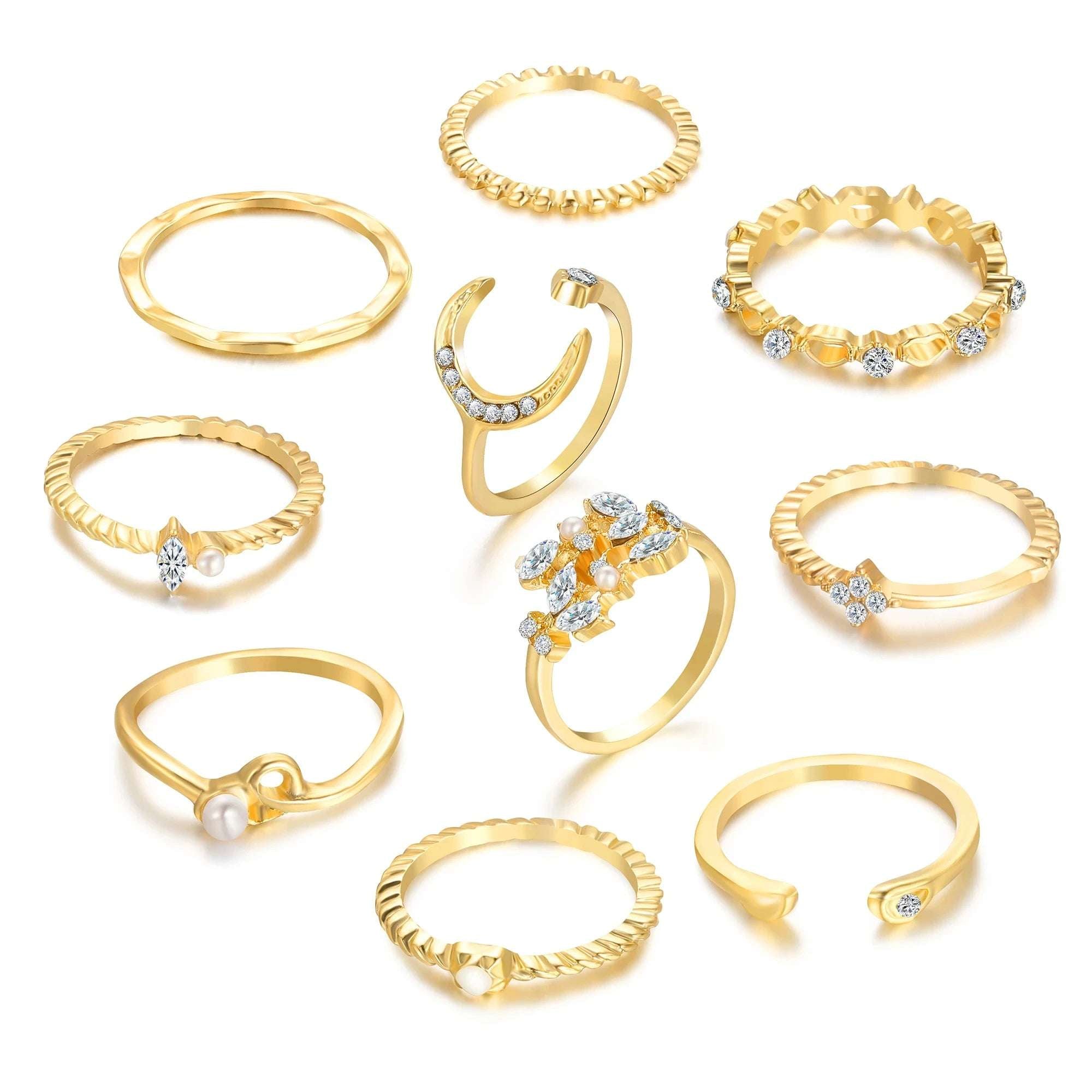 Huitich A - Express 10 Piece Trendy Fashion Rings Set - Mumzar