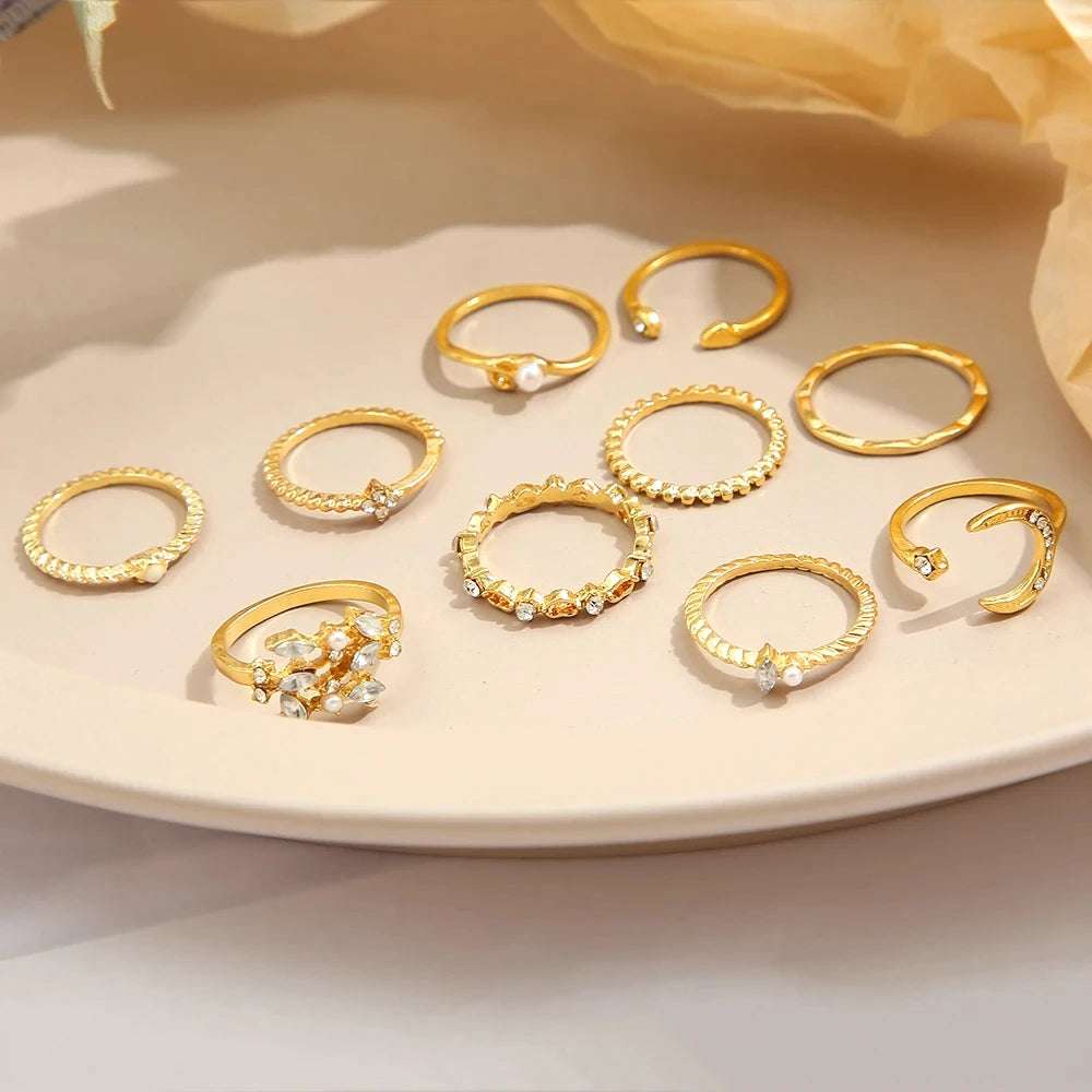Huitich A - Express 10 Piece Trendy Fashion Rings Set - Mumzar