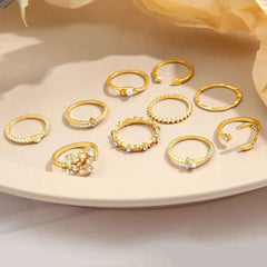Huitich A - Express 10 Piece Trendy Fashion Rings Set - Mumzar
