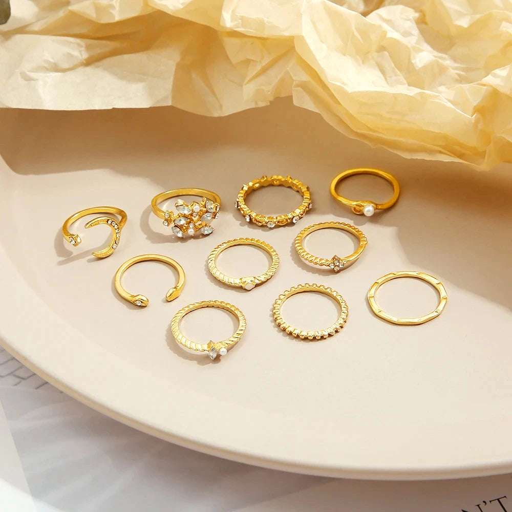Huitich A - Express 10 Piece Trendy Fashion Rings Set - Mumzar