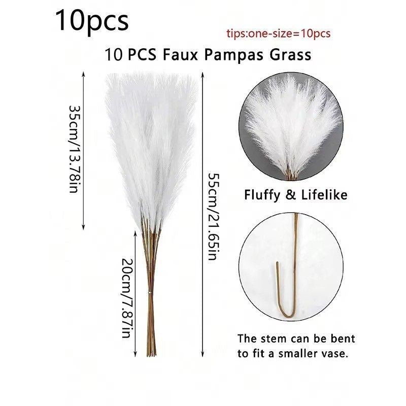 Huitich A - Express 10PCS 55CM White Faux Pampas Grass Decor - Mumzar