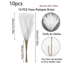Huitich A - Express 10PCS 55CM White Faux Pampas Grass Decor - Mumzar