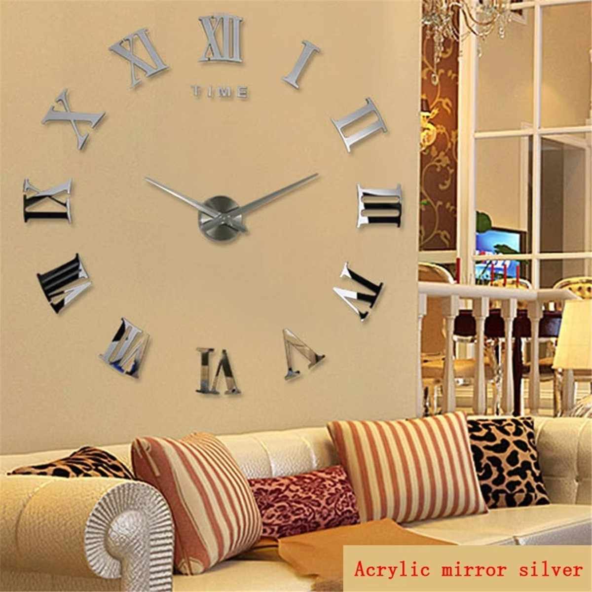 Huitich A - Express 3D Acrylic Mirror Wall Clock Roman Numerals - Mumzar