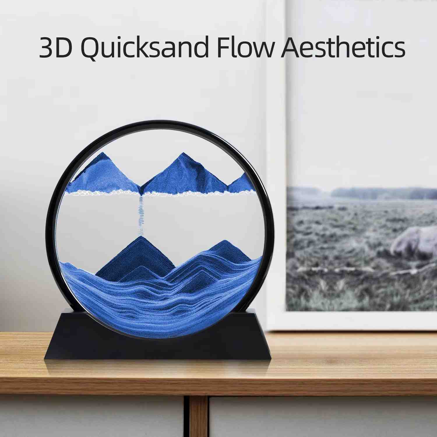 Huitich A - Express 3D Moving Sand Art Picture - Round Glass Deep Sea Decor - Mumzar