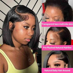 Huitich A - Express 6 Inch Straight Bob Wig Lace Front Human Hair - Mumzar