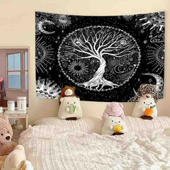 Huitich A - Express Black Bohemian Tapestry with Tree of Life - Mumzar