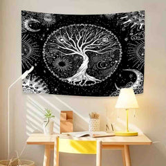 Huitich A - Express Black Bohemian Tapestry with Tree of Life - Mumzar