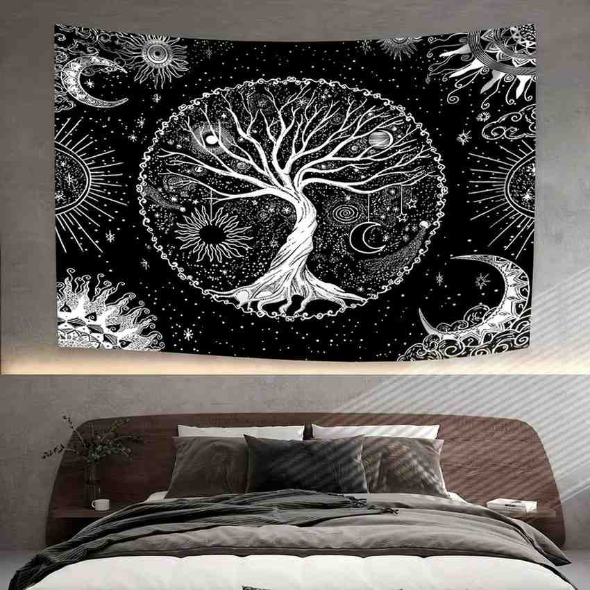 Huitich A - Express Black Bohemian Tapestry with Tree of Life - Mumzar