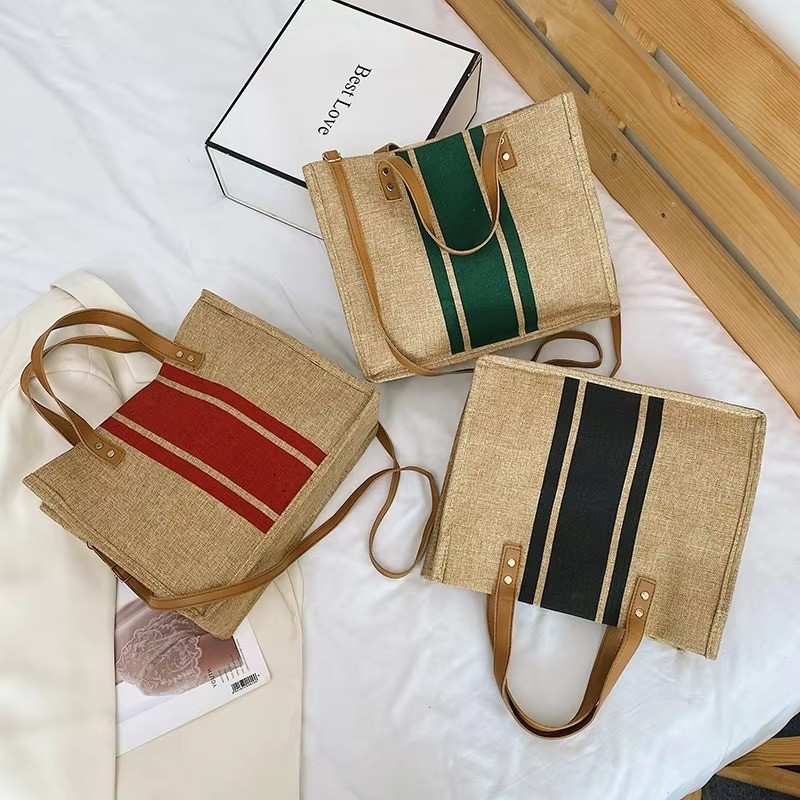 Huitich A - Express Canvas Stripe Bucket Handbags Large Tote - Mumzar