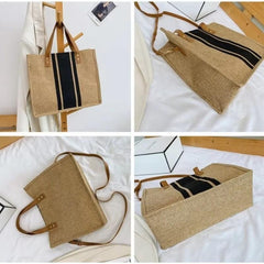 Huitich A - Express Canvas Stripe Bucket Handbags Large Tote - Mumzar