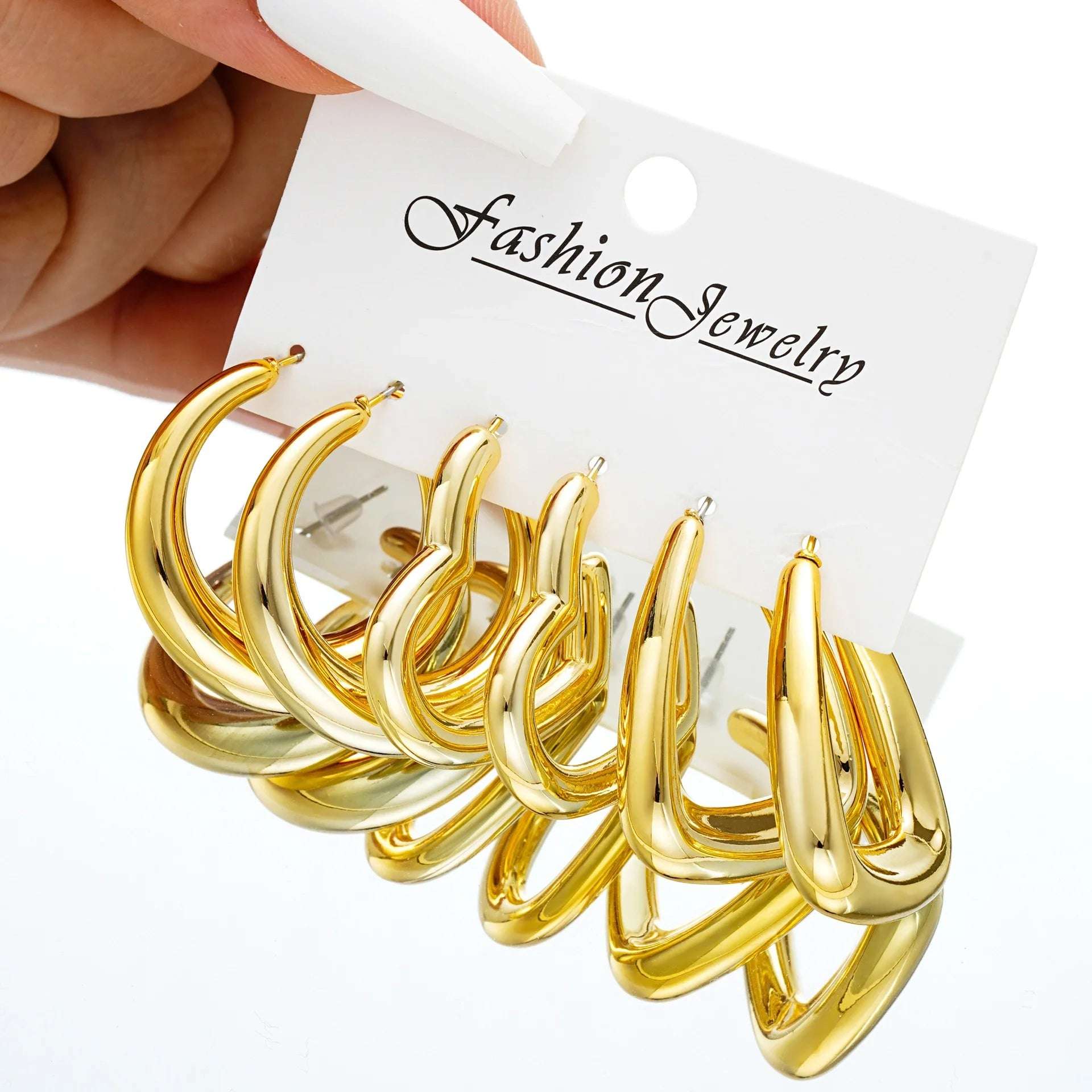 Huitich A - Express Chunky Gold Hoop Earrings Set Stylish Jewelry - Mumzar